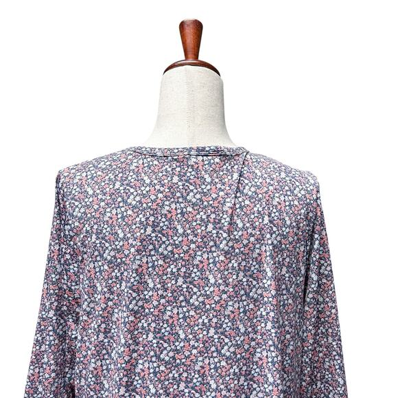 Banana Republic Dress XL‎ Petite Floral Tiered Ruffled Jersey Knit Blue Pink - Picture 8 of 11